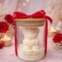 Świeca sojowa MIŚ biały w szkle prezent dla niej życzenia personalizacja handmade